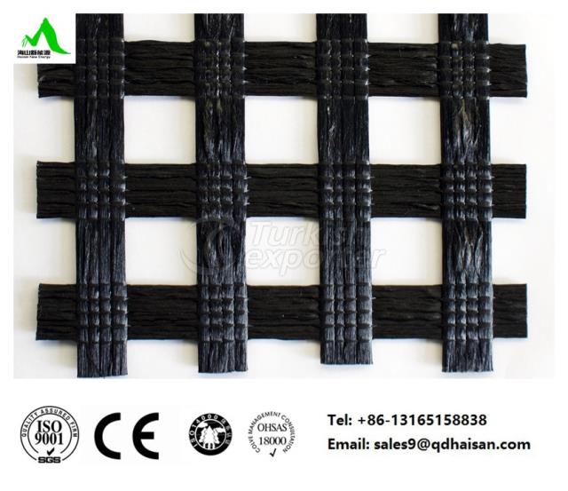 China PET Polyester woven Geogrid