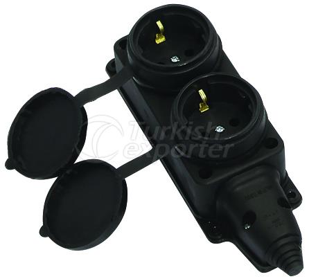 1x16A Dual Socket - Rubber