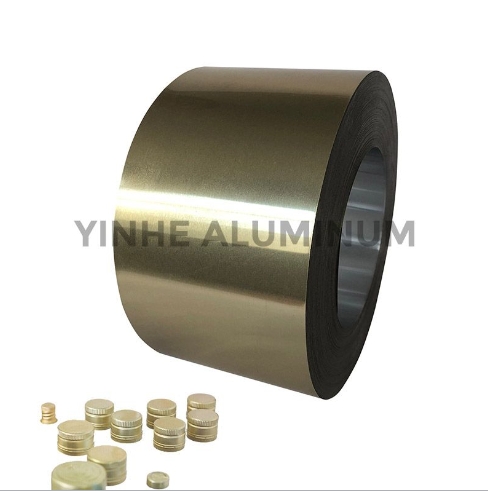 Light Gold colored coated aluminum coil foil for beverage or food caps