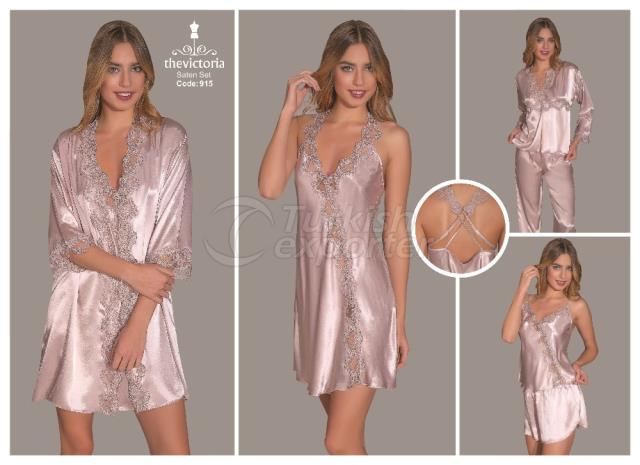 Cotton-Satin Night and Morning Gown 915