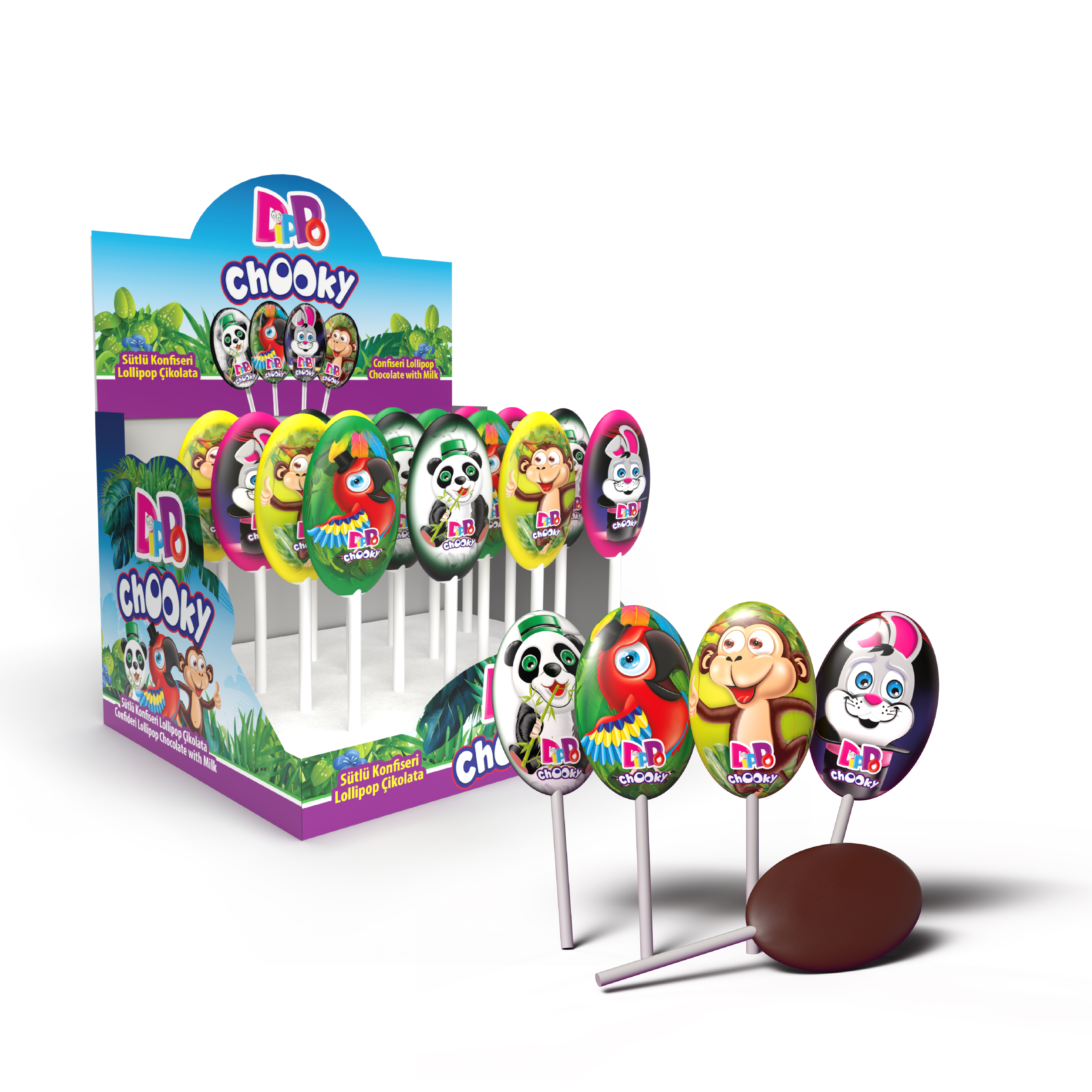 DIPPO CHOCO ANIMALS LOLIPOP COMPOUND CHOCOLATE