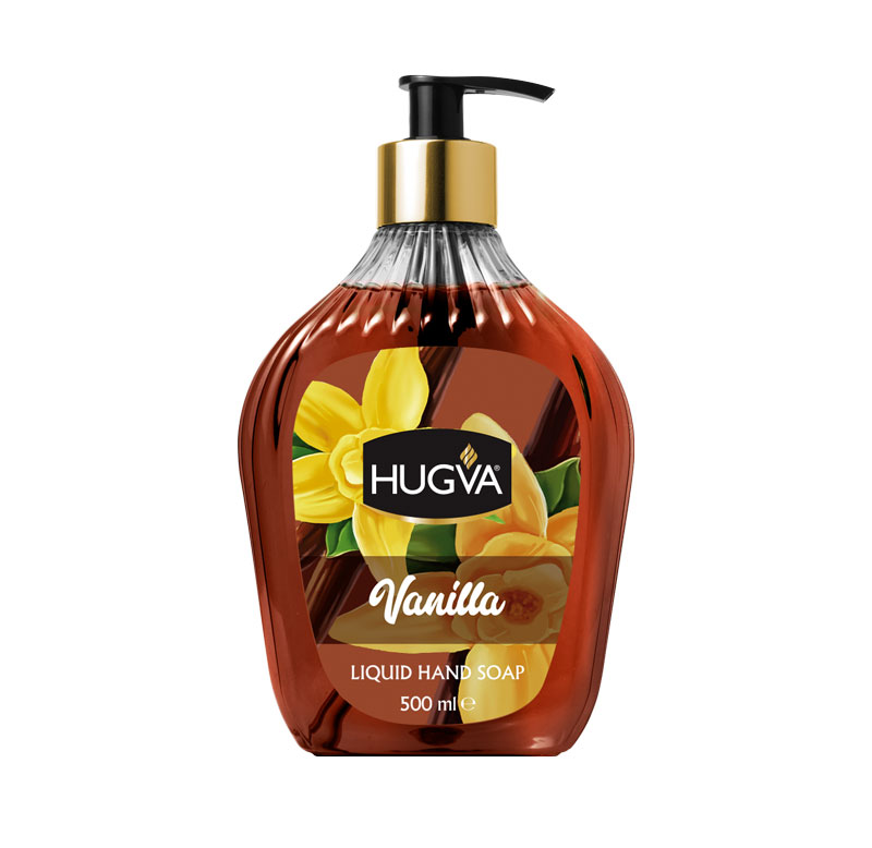 HUGVA LIQUID HAND SOAP PREMIUM VANILLA, MAGNOLIA,OLIVE  / 500 ML*12