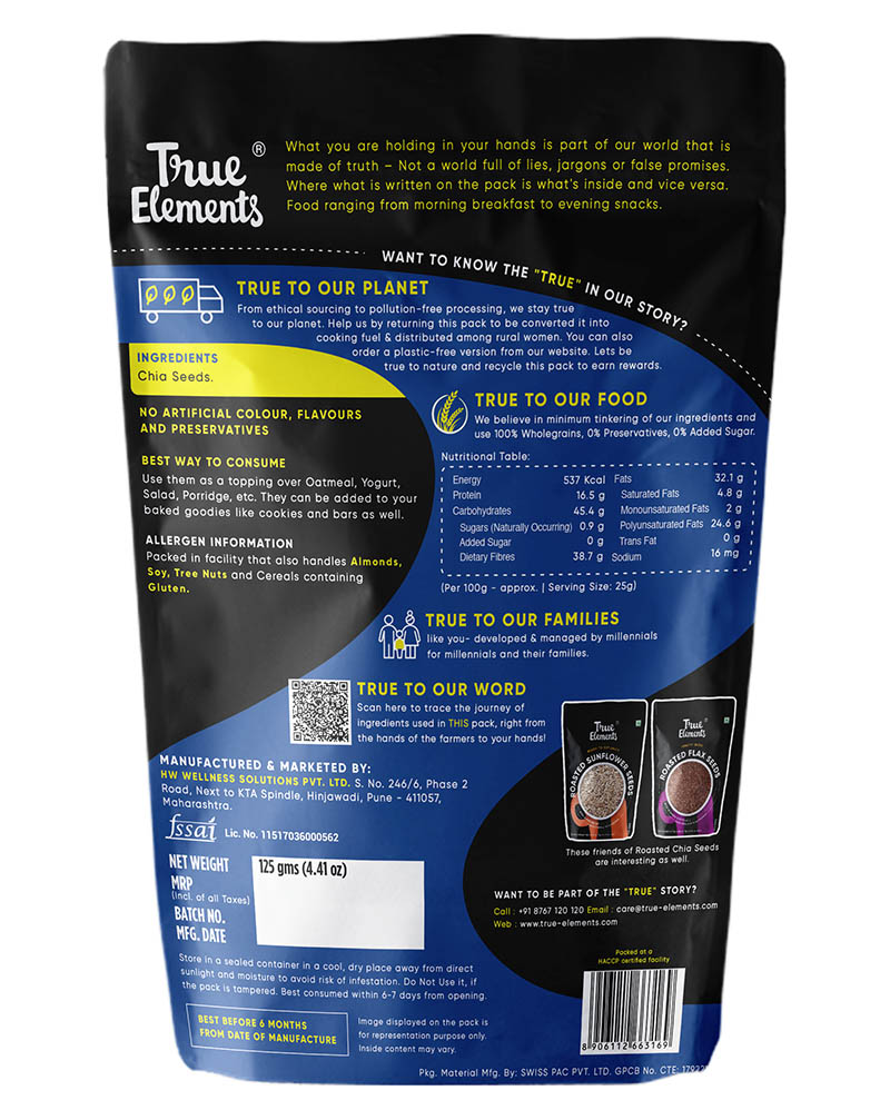 True Elements Roasted Chia Seeds 125gm