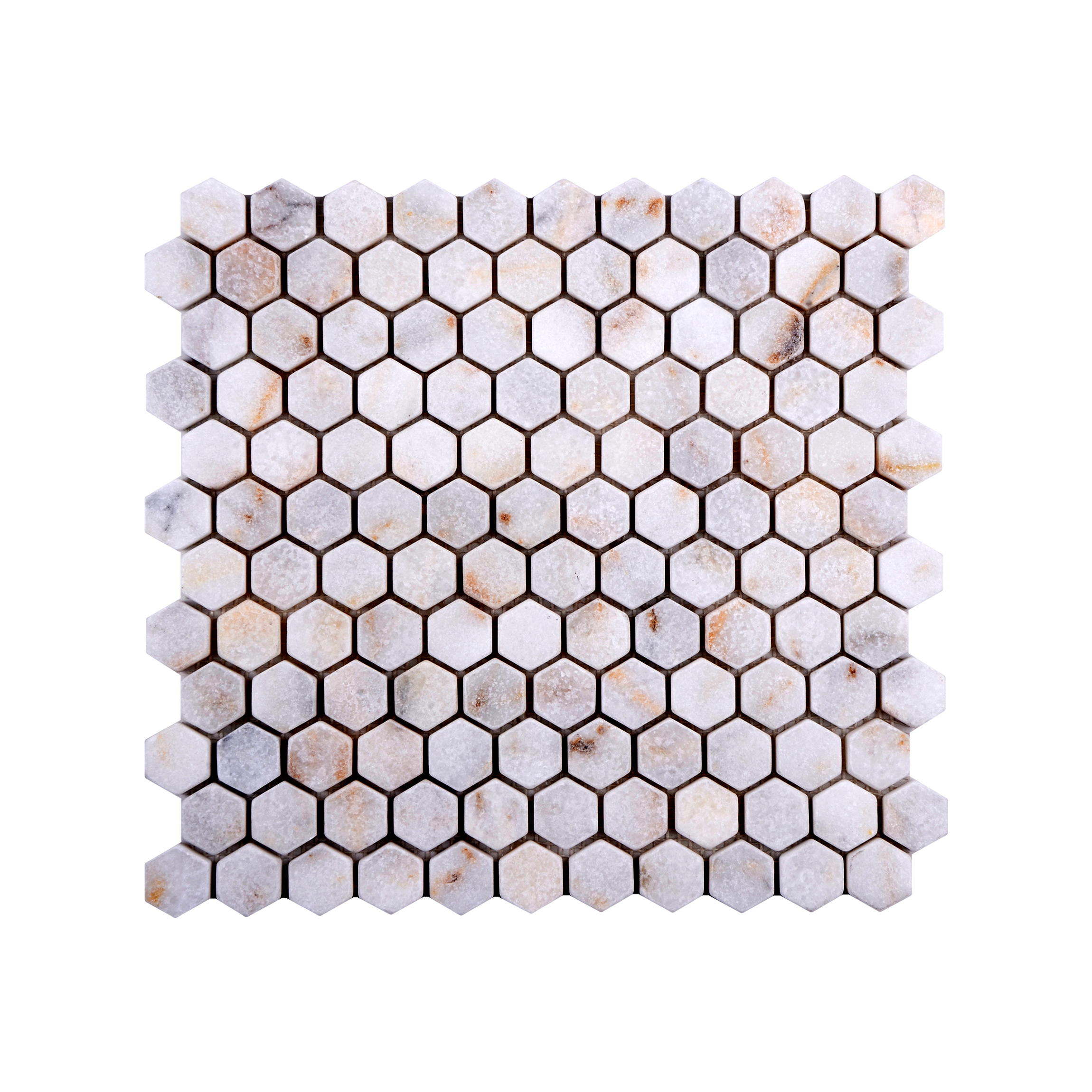 1'' Hexagon Golden Tumbled Marble Mosaic Tile 102800011