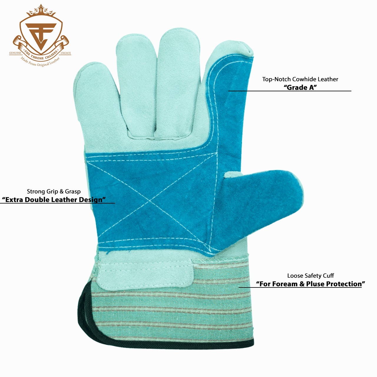 INDUSTRIAL LEATHER SAFETY GLOVES FOR CUTTING, RIGGERS,GARDENING, WELDING AND WORKER USE