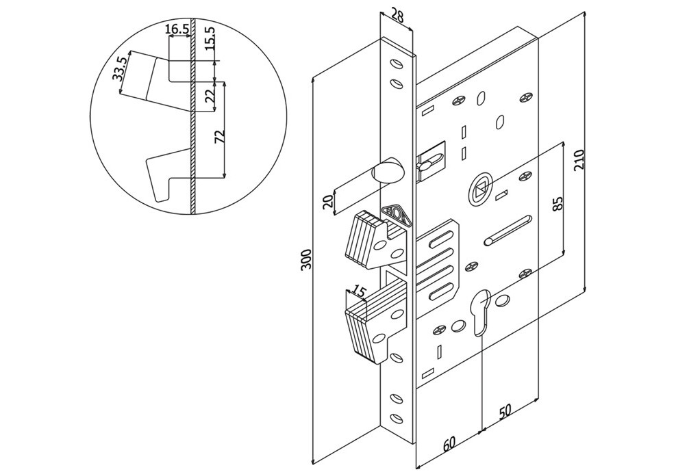 ES-9901 SERRURE DE PORTE EN ACIER AVEC ALARME ET CROCHET DE TYPE HOK