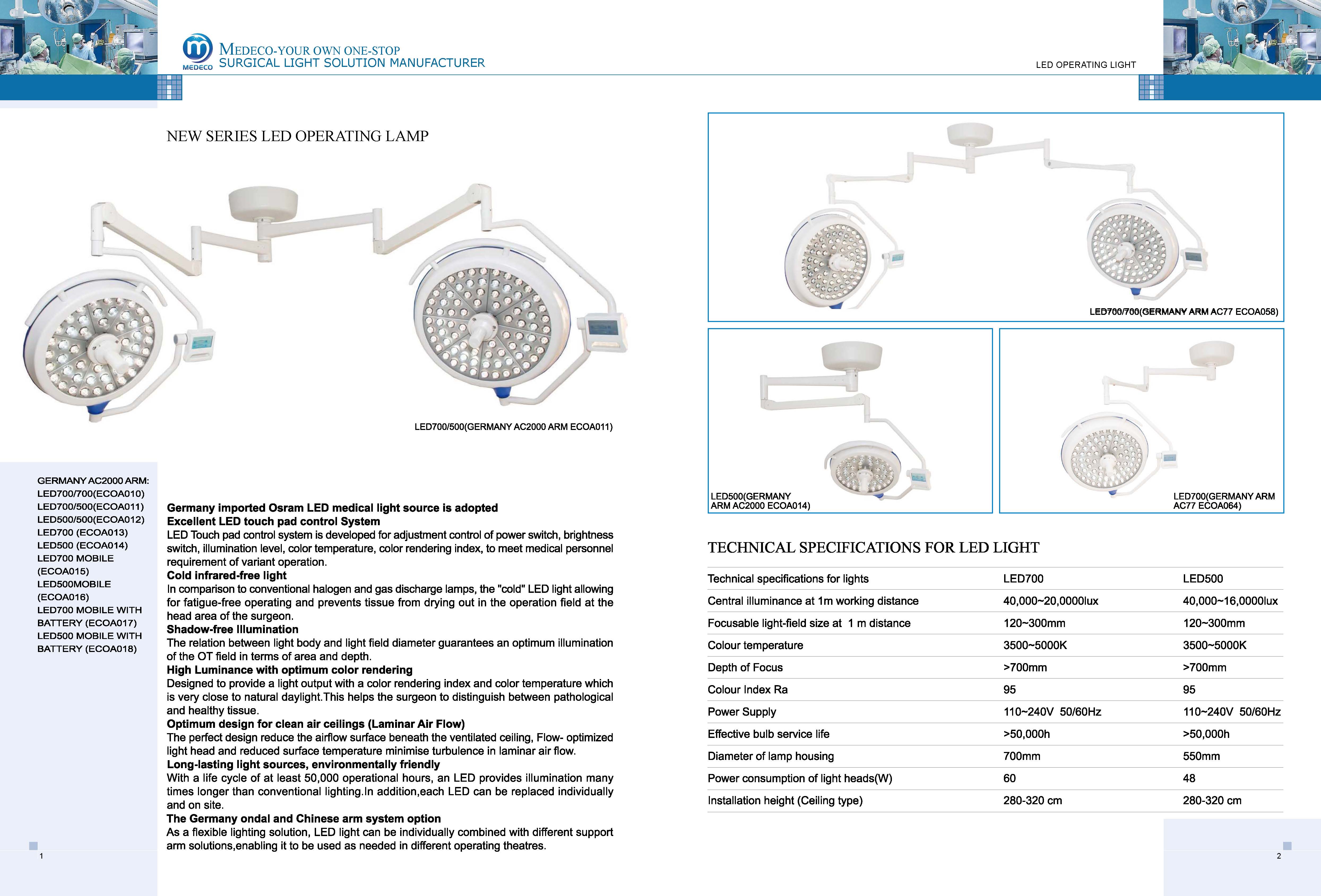 II LED Hospital Surgical Light, Operating Lamp (II SERIES LED 700/500)