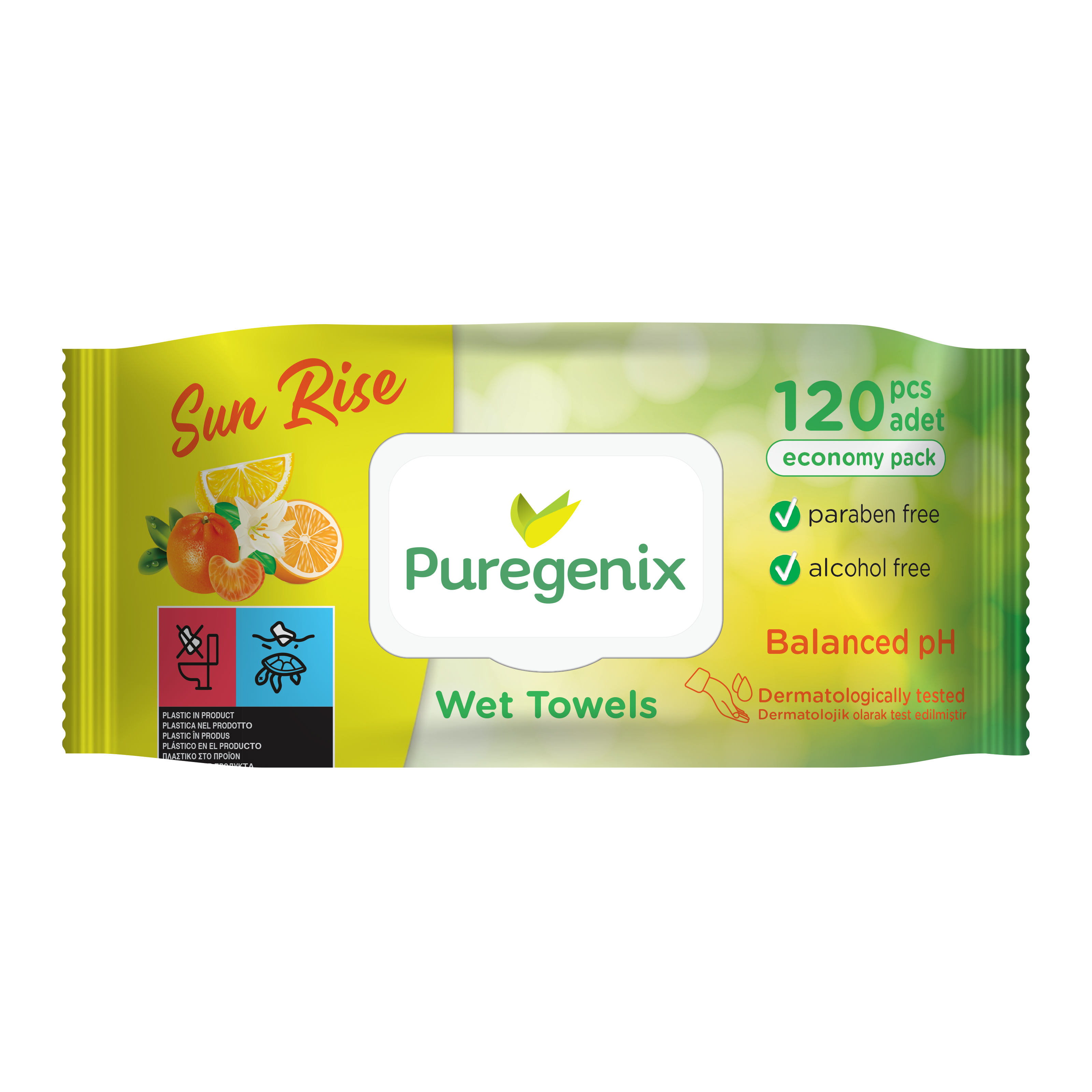 ВЛАЖНЫЕ САЛФЕТКИ PUREGENIX СЕРИЯ SUN SHINE