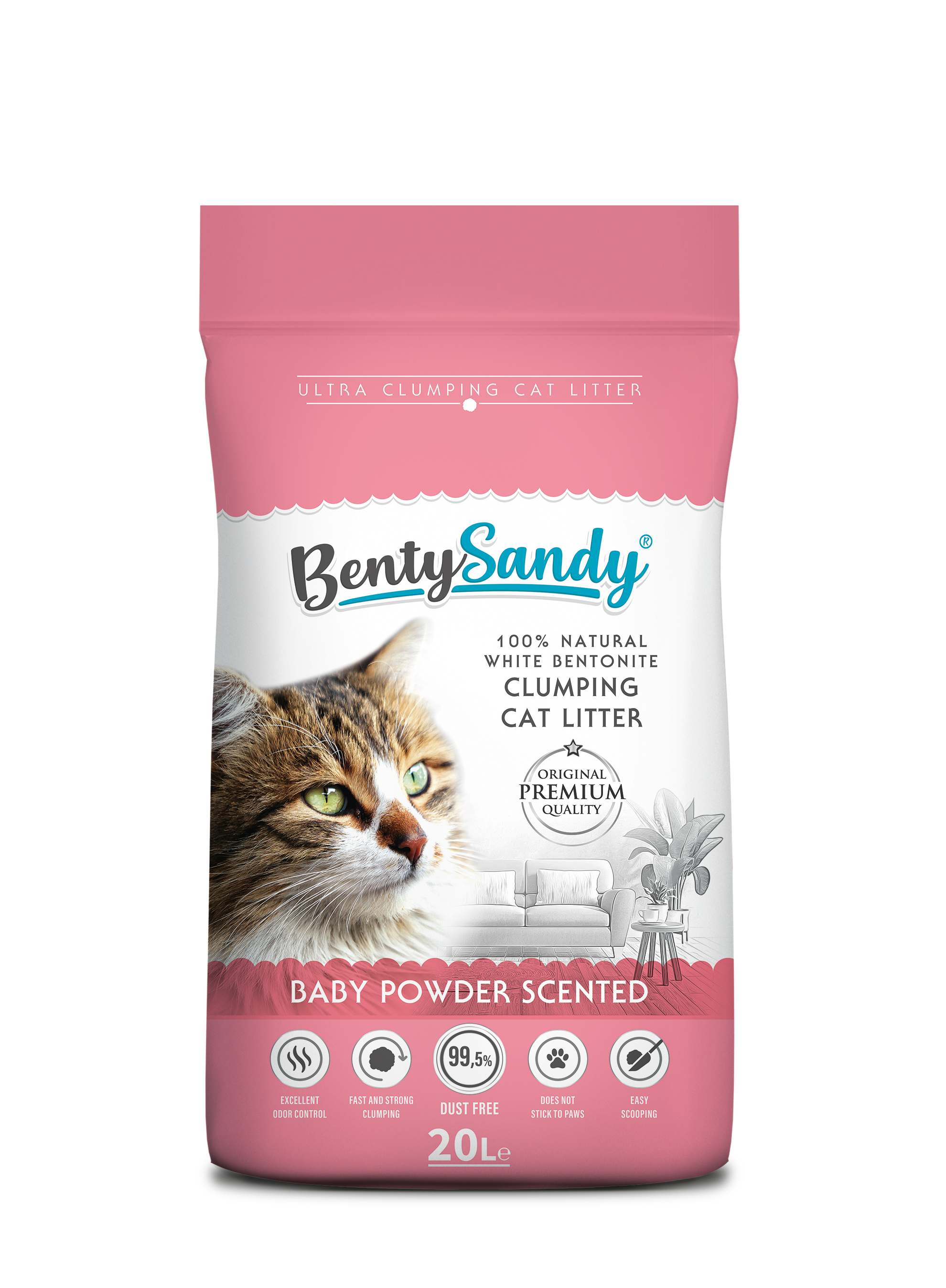 BentySandy Baby Powder Scented  White Bentonite Cat Litter