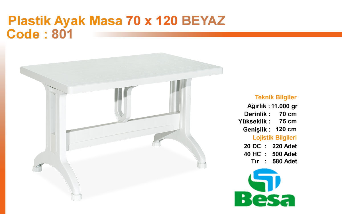 Plastic Table  - 70 x120