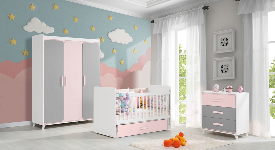 Ensemble de meubles de chambre d'enfant - Rose Opéra