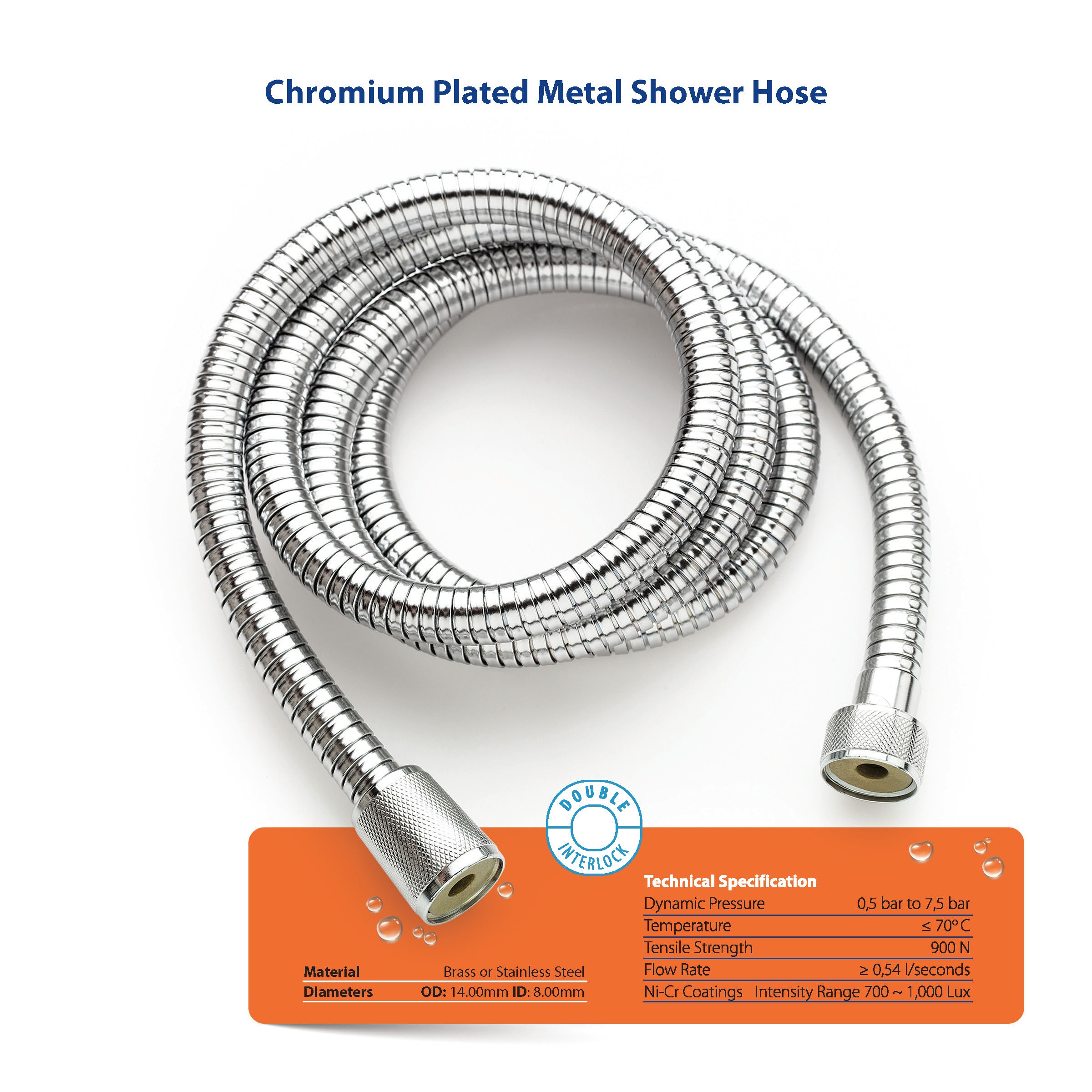 Chromium Plated Metal Shower Hose