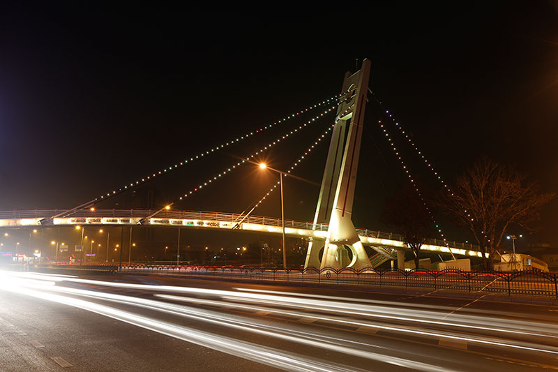 Cable-stayed pedestrian overpass