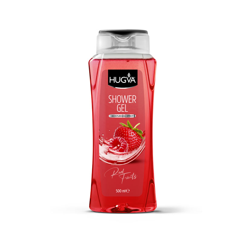 HUGVA SHOWER GEL RED FRUITS, COCONUT&MANGO,BLACKCURRANT&BEARBERRY / 500 ML*12