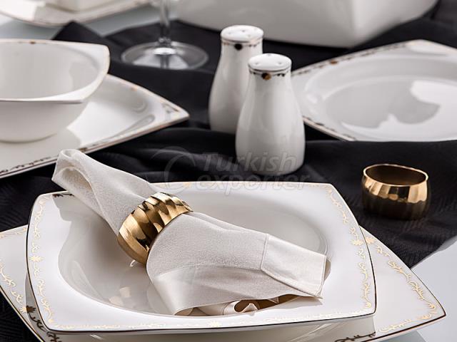 80 Pieces Square Dinner Set-2758 Serena Gold