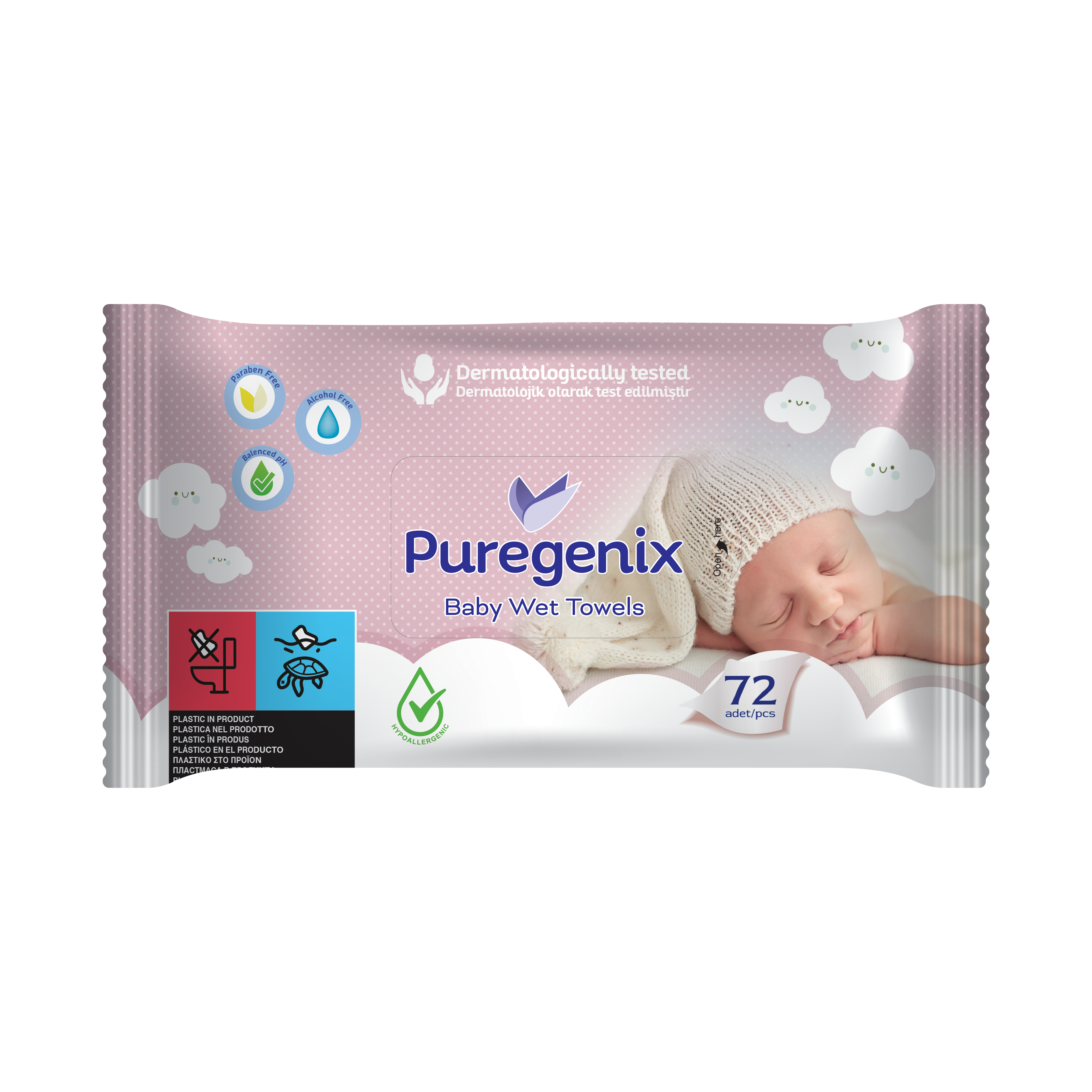 TOALLAS HÚMEDAS PARA BEBÉ PUREGENIX