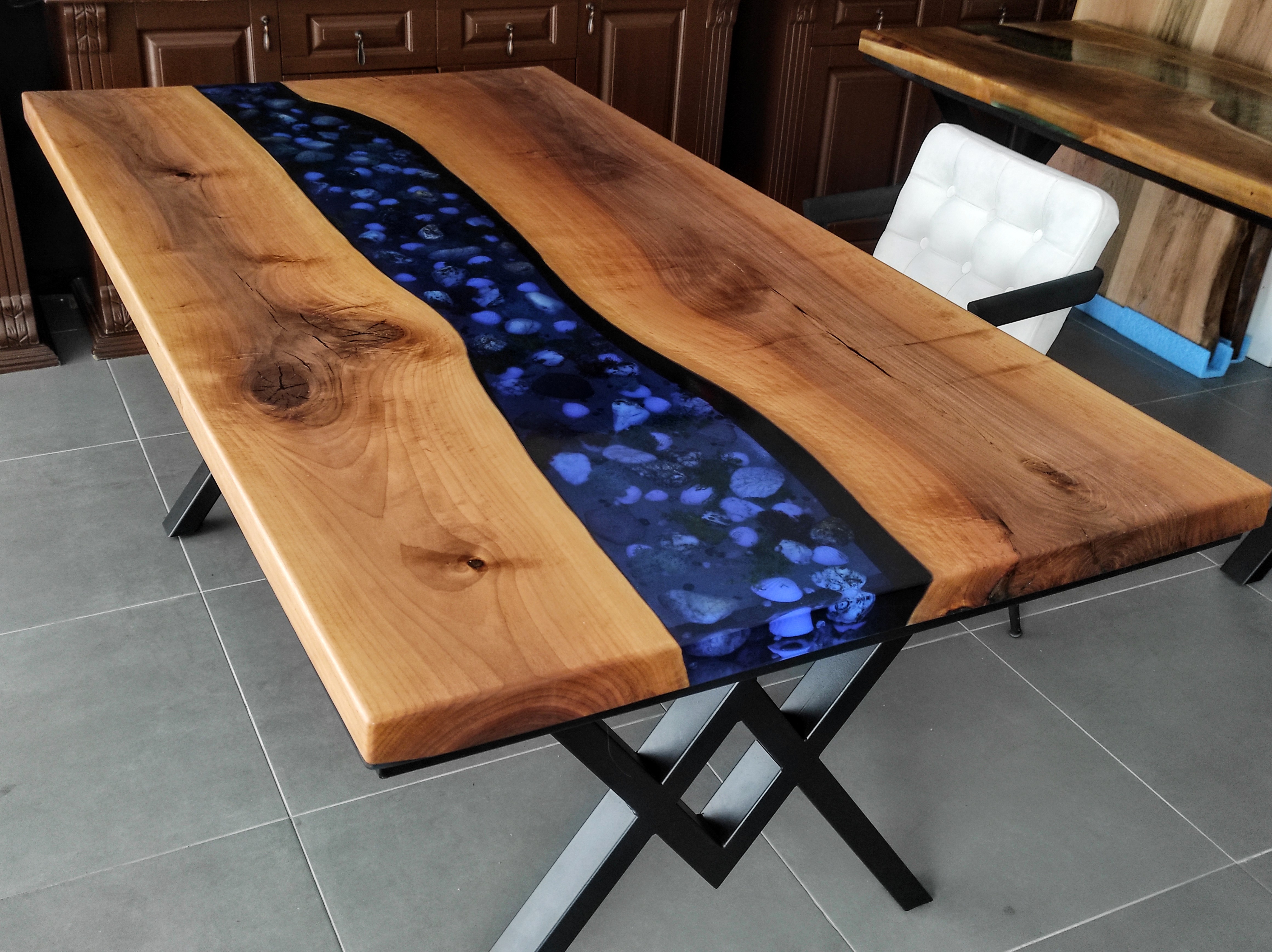 Walnut wood epoxy table