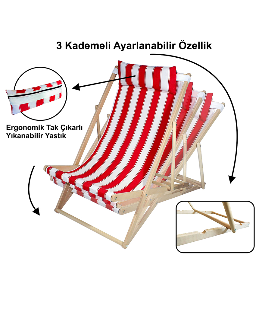 Ahşap Şezlong Bahçe Balkon Plaj Şezlongu