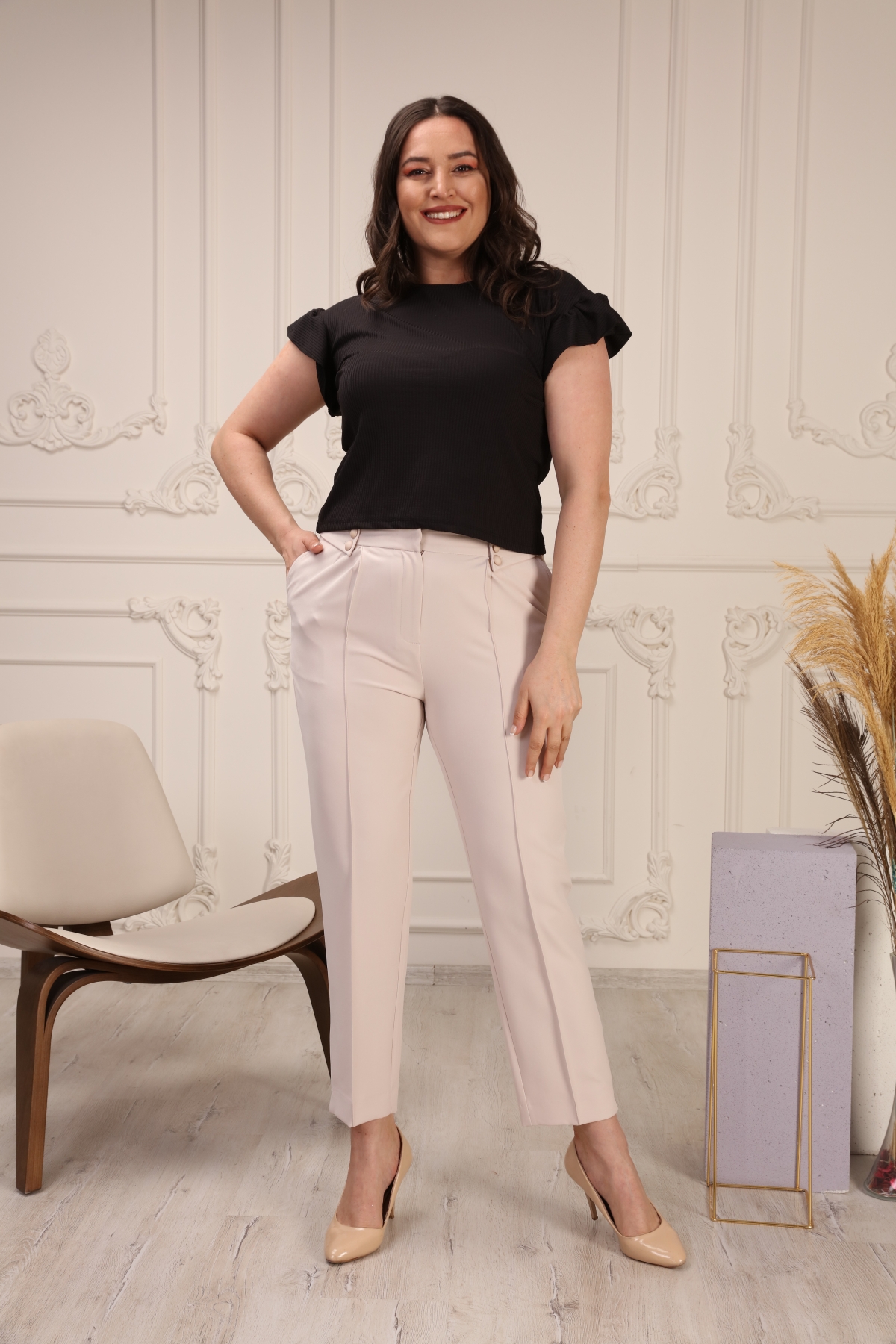 CODE :2239-71 PANTALON FEMME DÉTAIL CEINTURE