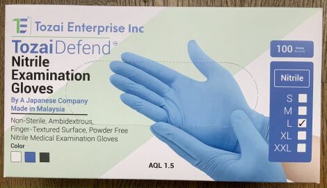 Nitrile Powder Free Medical Examination Gloves,  Palm textured, Beaded Cuff