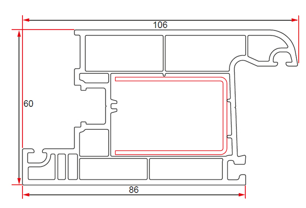 60 mm Door Wing Profile