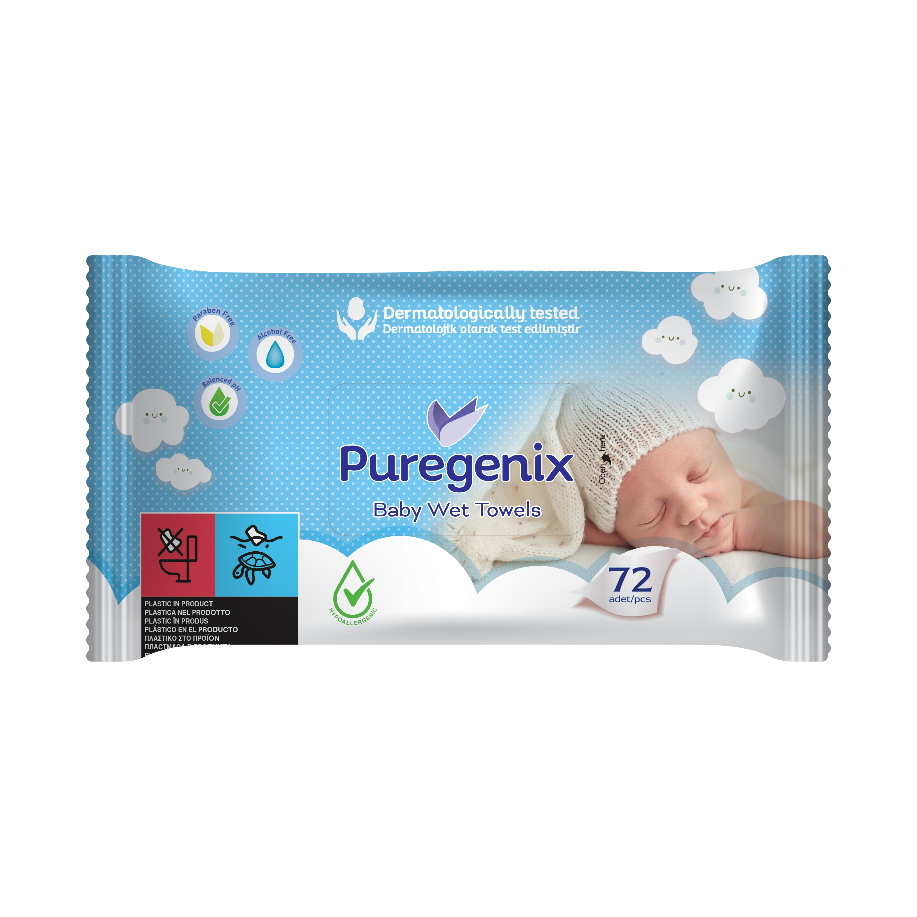 ВЛАЖНЫЕ ПОЛОТЕНЦА PUREGENIX ДЛЯ ДЕТЕЙ