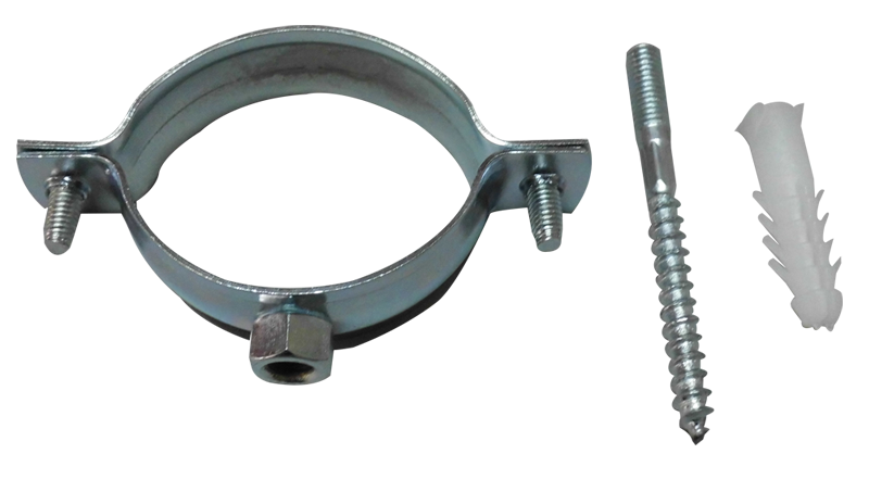 Set pipe clamps with nut without rubber