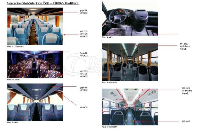 Plastic profiles for bus interiors