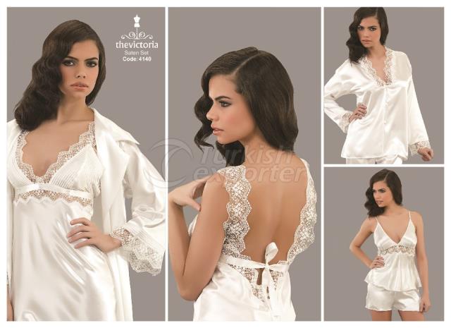 Cotton-Satin Night and Morning Gown 4140