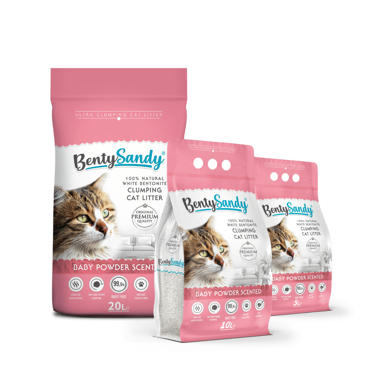 BentySandy Baby Powder Scented  White Bentonite Cat Litter