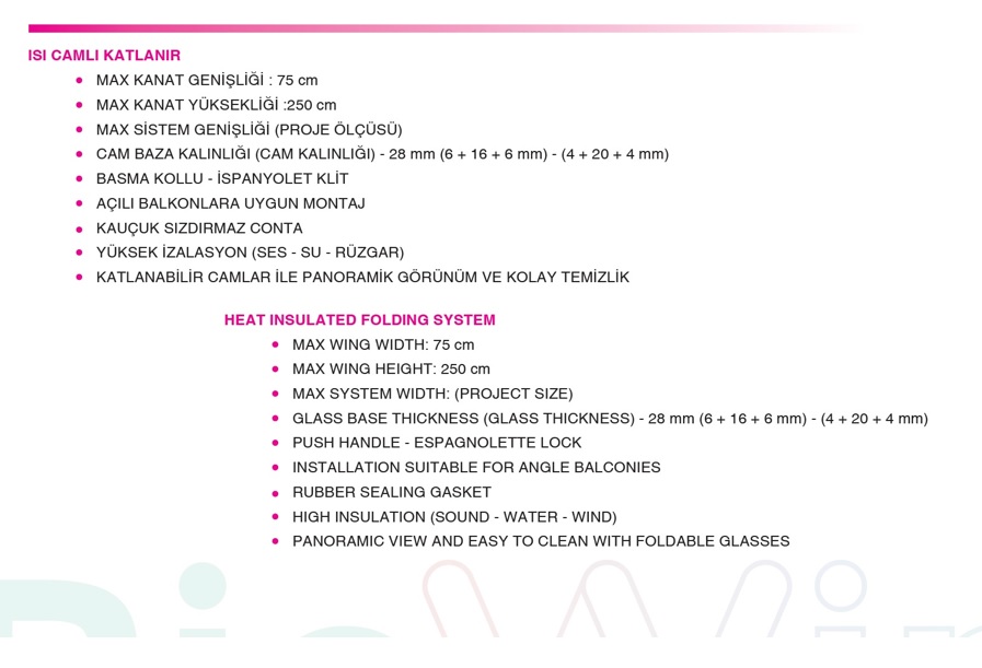 HEAT INSULATED FOLDING WINDOW SYSTEM (DOUBLE  GLASS)