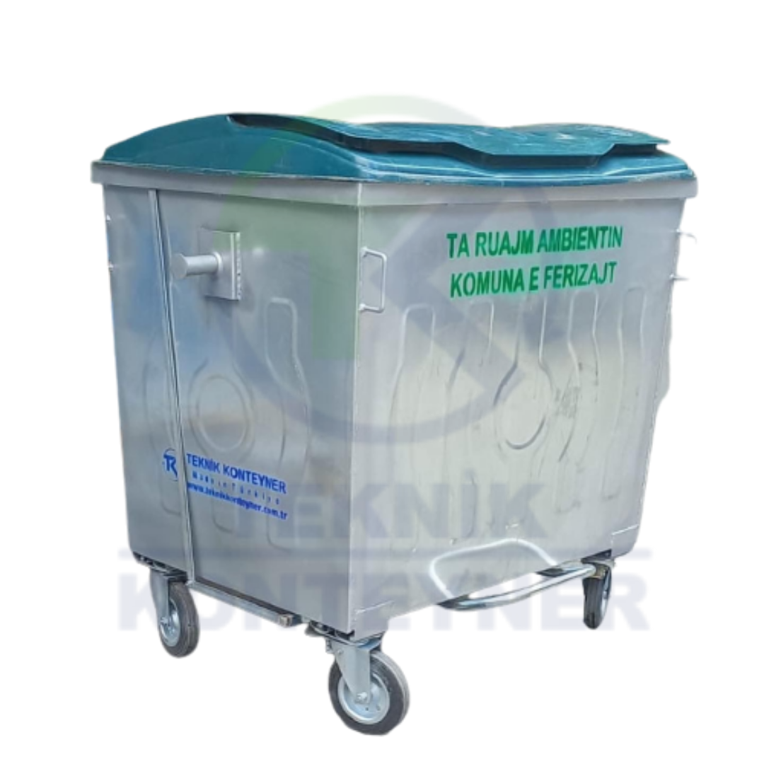 1100 Liter Metal Waste Container with Plastic Lid