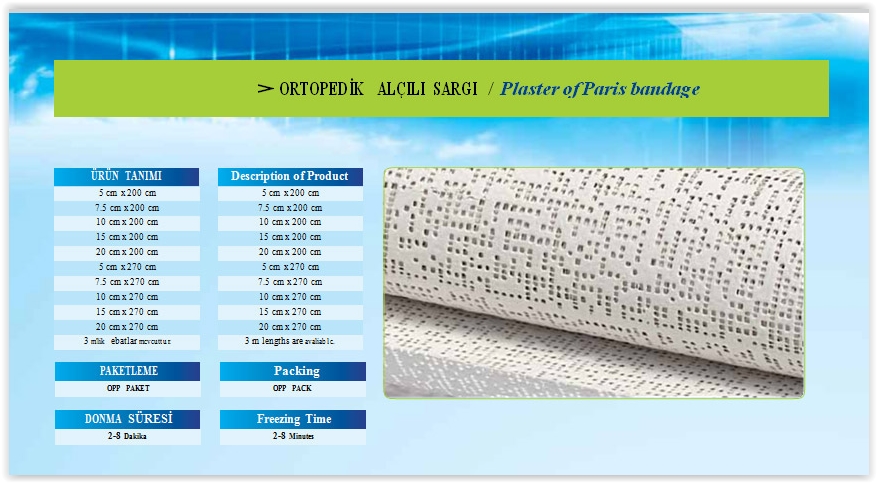 Ortopedik Alçılı Sargı plaster of paris bandage