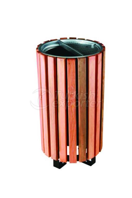 Wood Covered Trash Bin SN 137